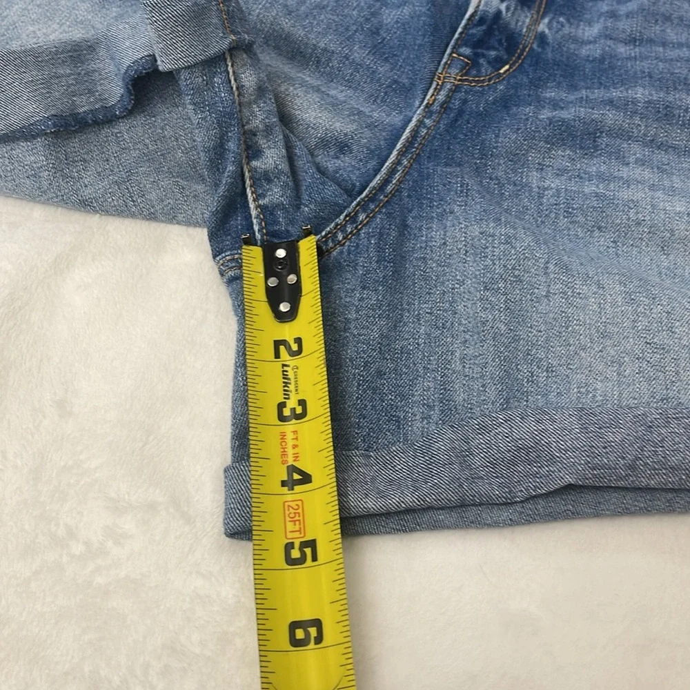 Arizona Jean Company HiRise Curvy Midi Blue Distressed Jean Shorts WOMEN SIZE 13